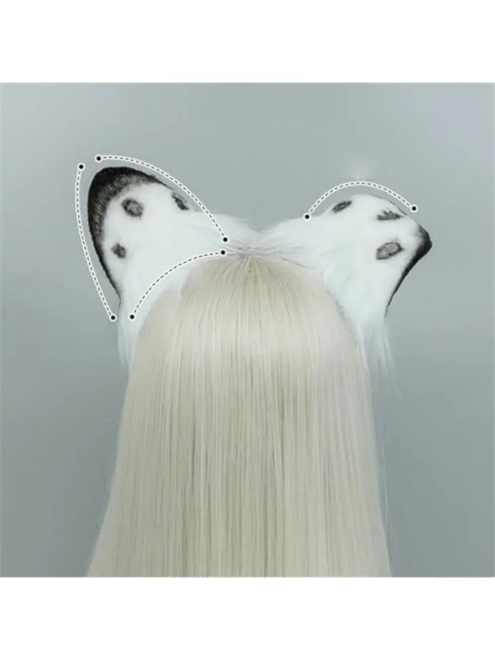 Faux Fur Spotted Snow Leopard Ear Headband & Tail Set - Halloween Costume